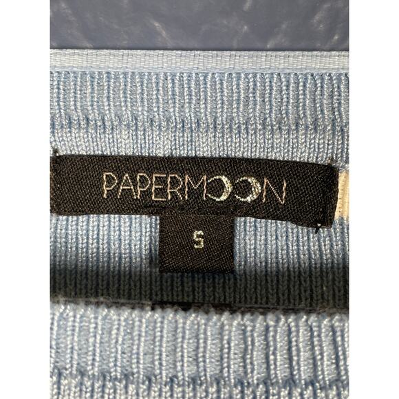 Papermoon Sweater Women’s Small Blue/White Striped Cropped Summer Workwear Beach - Picture 2 of 6
